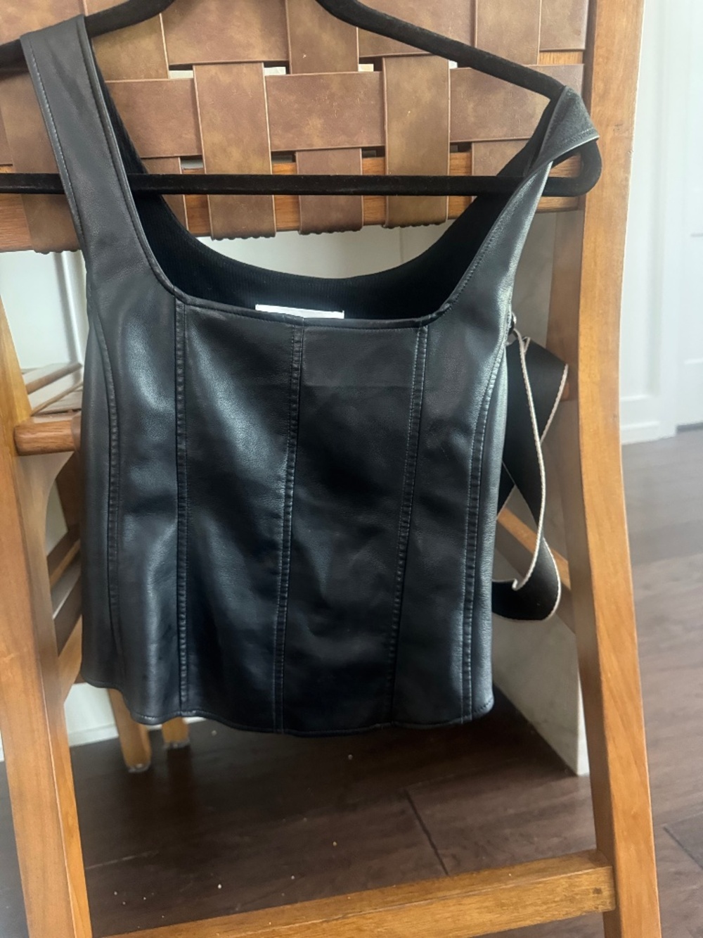 Black vegan leather contour size small tank